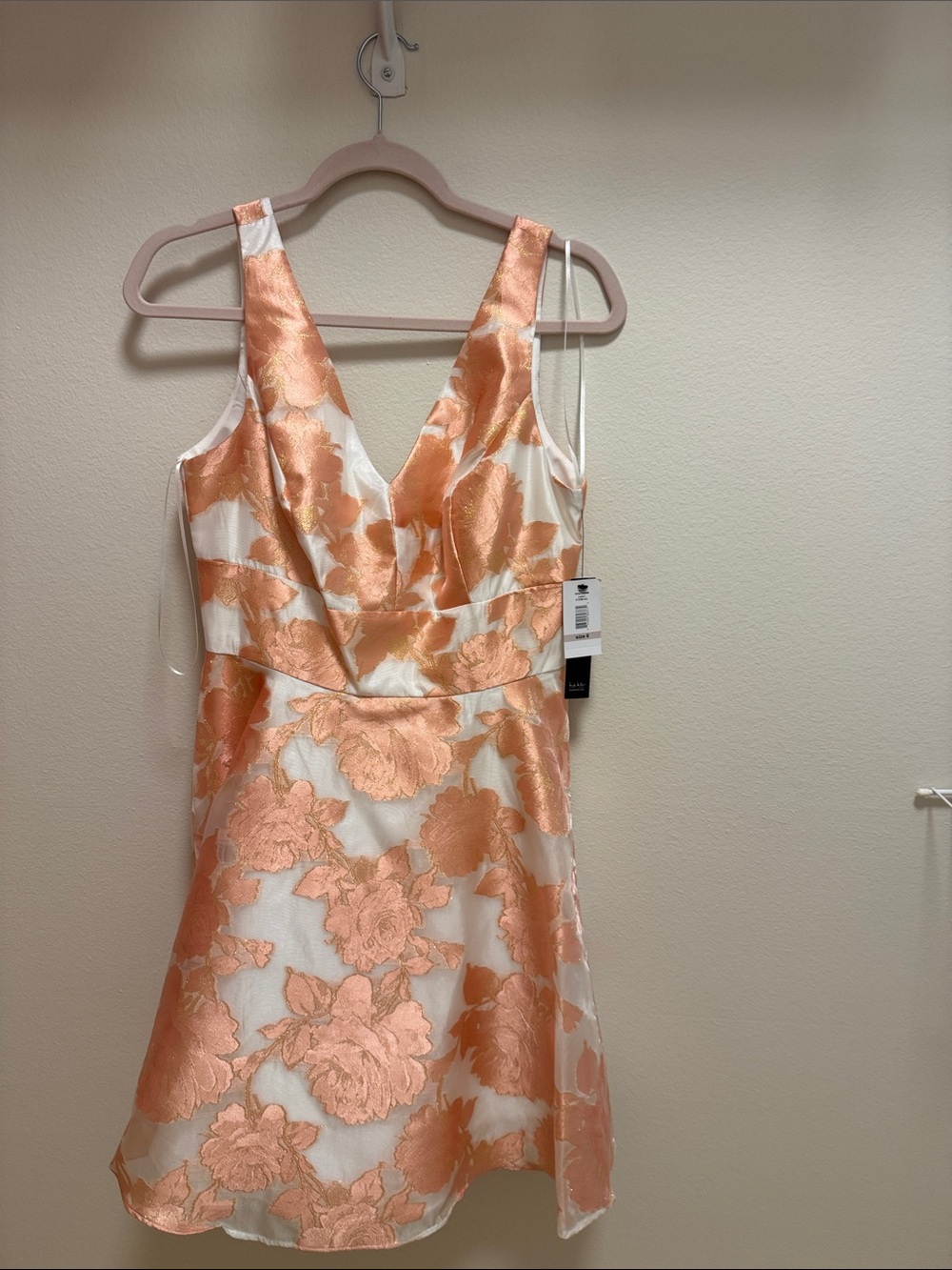 NWT Nicole Miller Floral Burnout Organza Fit & Flare Cocktail Dress – Coral